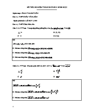 Đề trắc nghiệm môn Toán - Chương II - Hình học